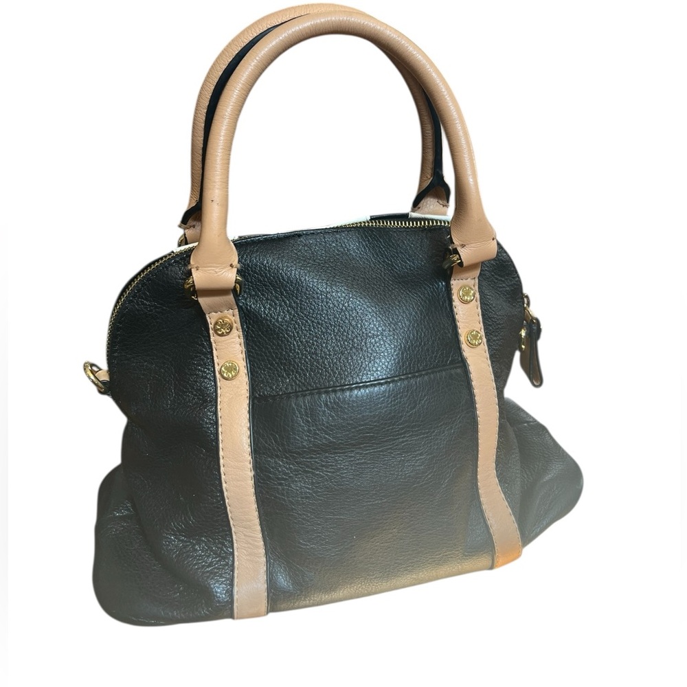 Emma Fox Two-Tone Black and White satchel bag with zipper medium size no strap - Picture 2 of 6